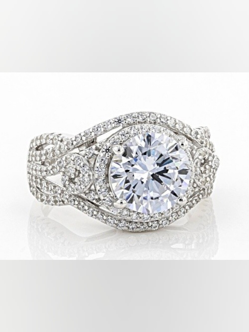 Sparkling 4.72 Carat Diamond Simulant Ring Sterling Silver Rhodium Overlay Sz 8!